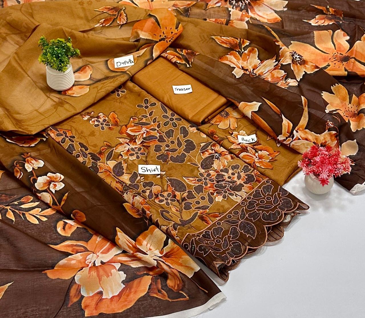 Luxury 3 Pc Embroidery Lawn ( 5 Suits ) A