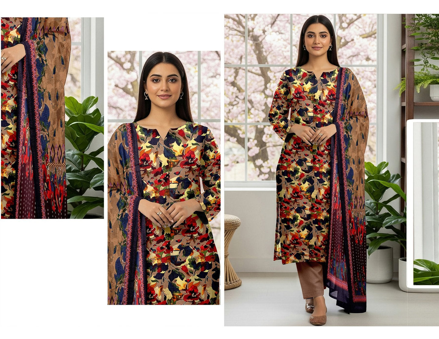 Shuja Brand 3Pc Digital Printed Karandi 5 Suits A