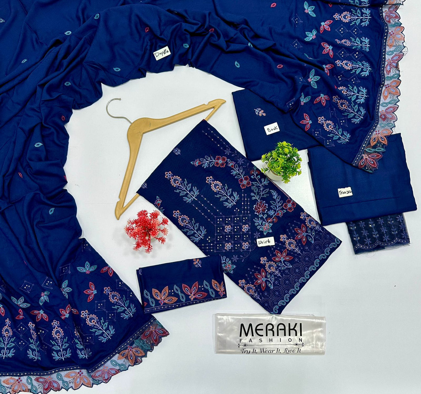 Tahzeeb By Meraki Fashion Vol 412 Luxury Embroidery 3 Pc Karandi (4 Suits ) B