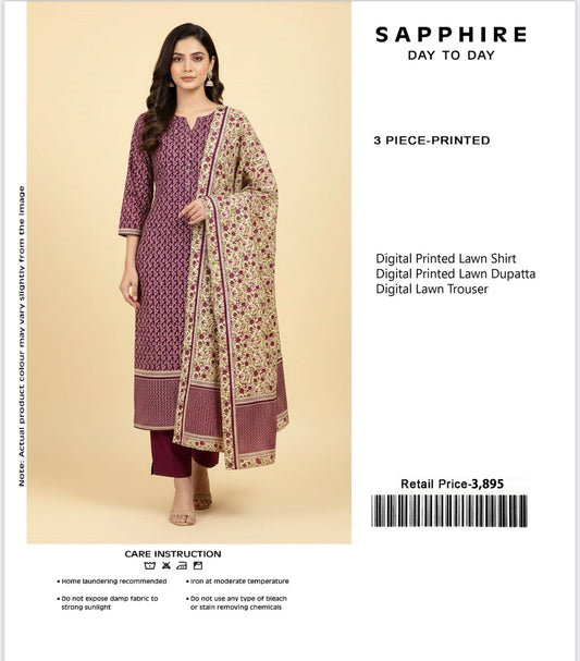 Sapphire 3Pc Digital Print Lawn (5 Suits)B