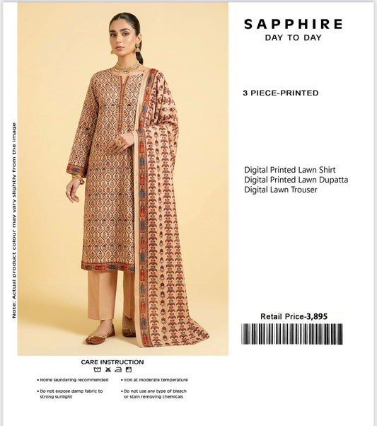 Sapphire 3Pc Digital Print Lawn (10 Suits)