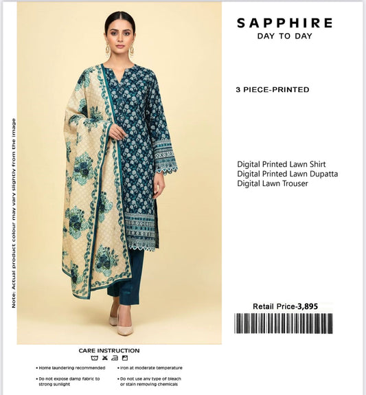 Sapphire 3Pc Digital Print Lawn (5 Suits)A