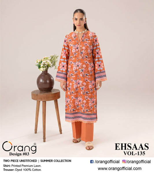 EHSAAS BY ORANG ORIGINAL BRAND 2PC LAWN (5 Suits )