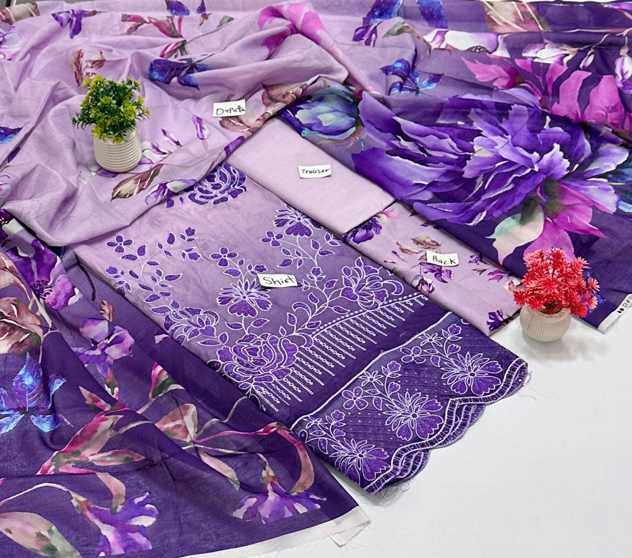 Luxury 3 Pc Embroidery  Lawn ( 10 Suits  )