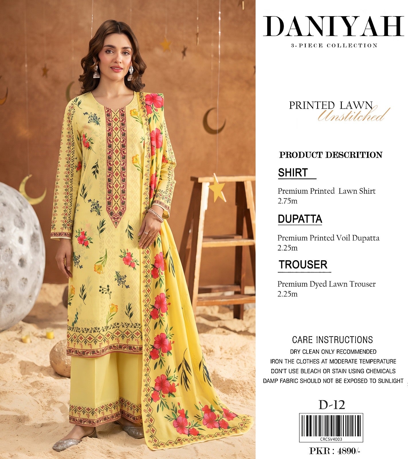Original Brand Daniyah 3 Pc Lawn (11 Suits )