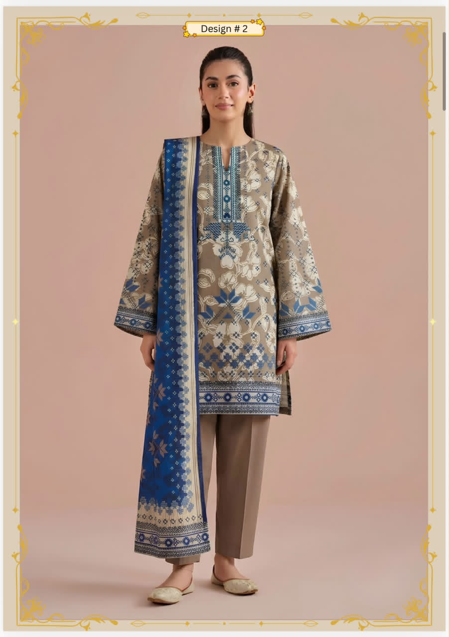 Baya 3pc Print Lawn ( 8 Suits)