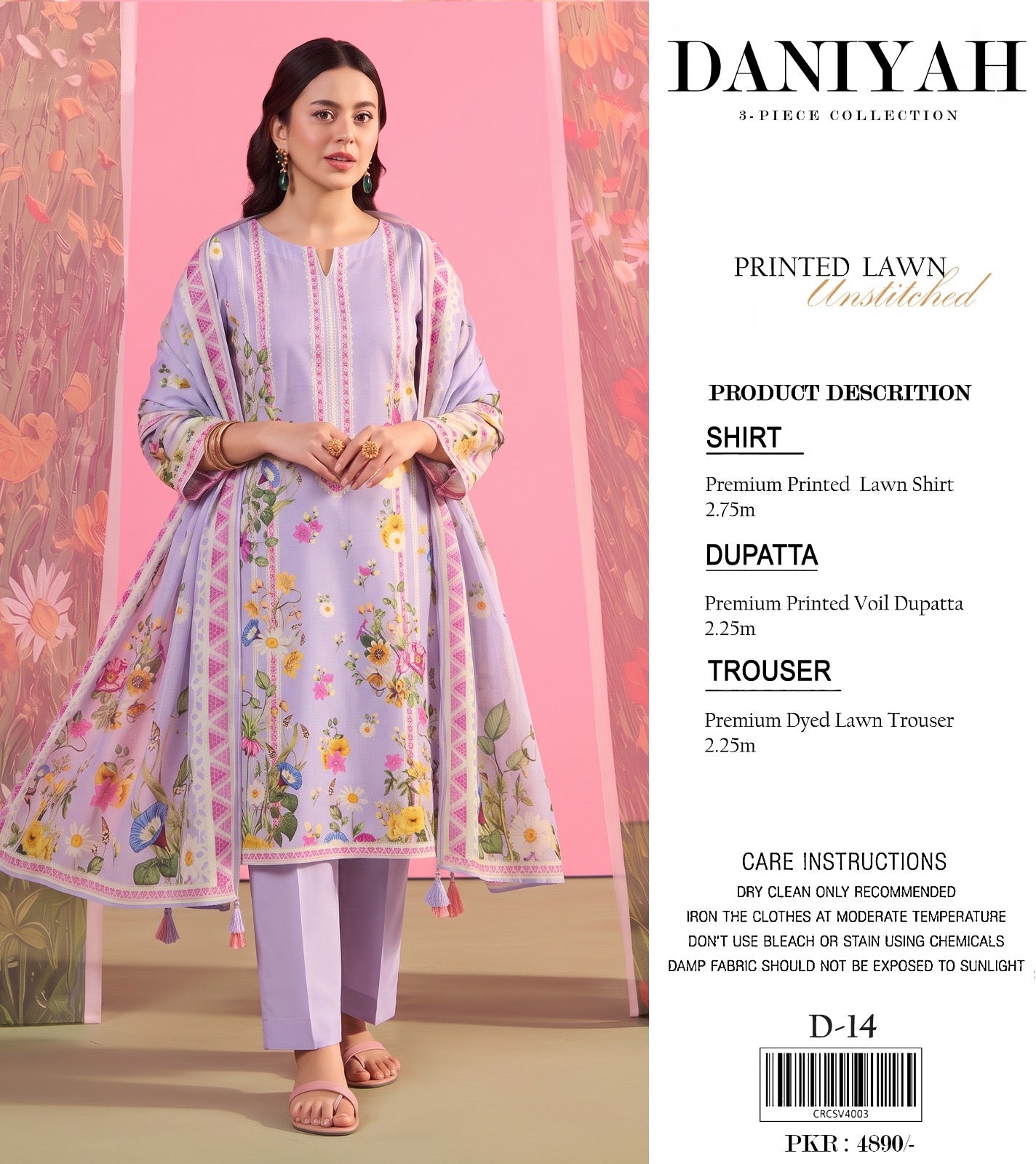 Original Brand Daniyah 3 Pc Lawn (11 Suits )