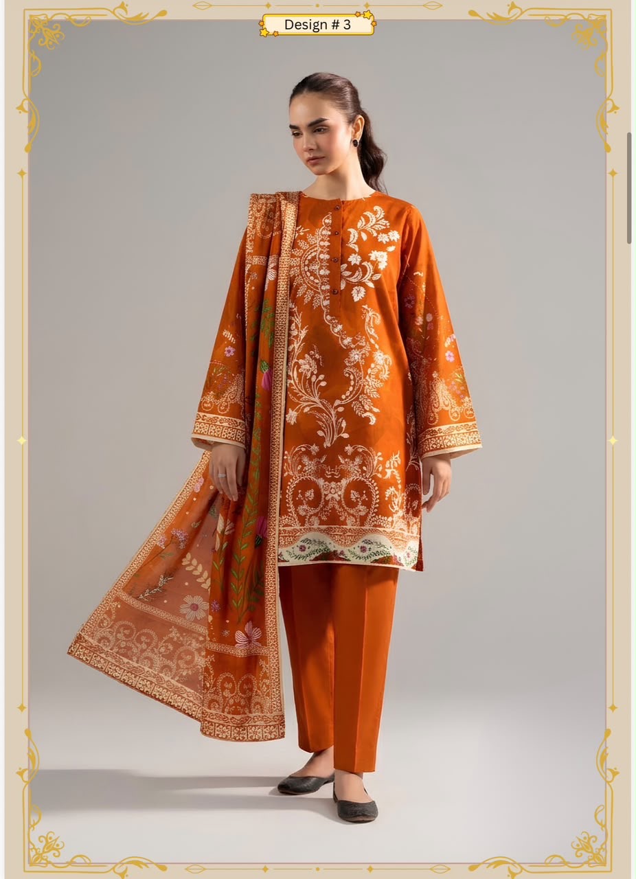 Baya 3pc Print Lawn ( 8 Suits)