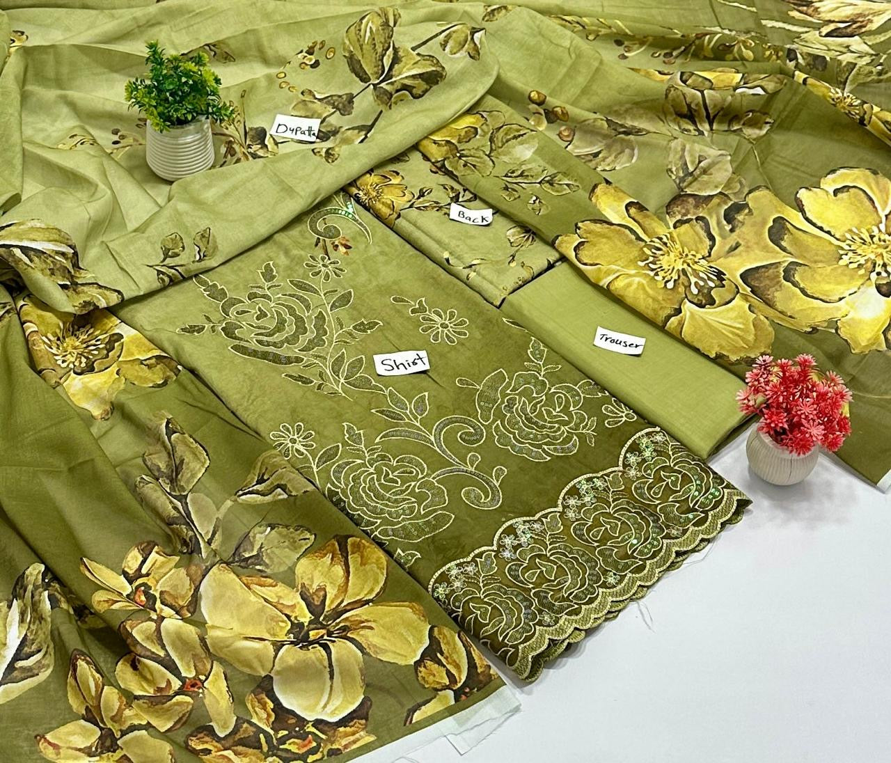 Luxury 3 Pc Embroidery  Lawn ( 10 Suits  )