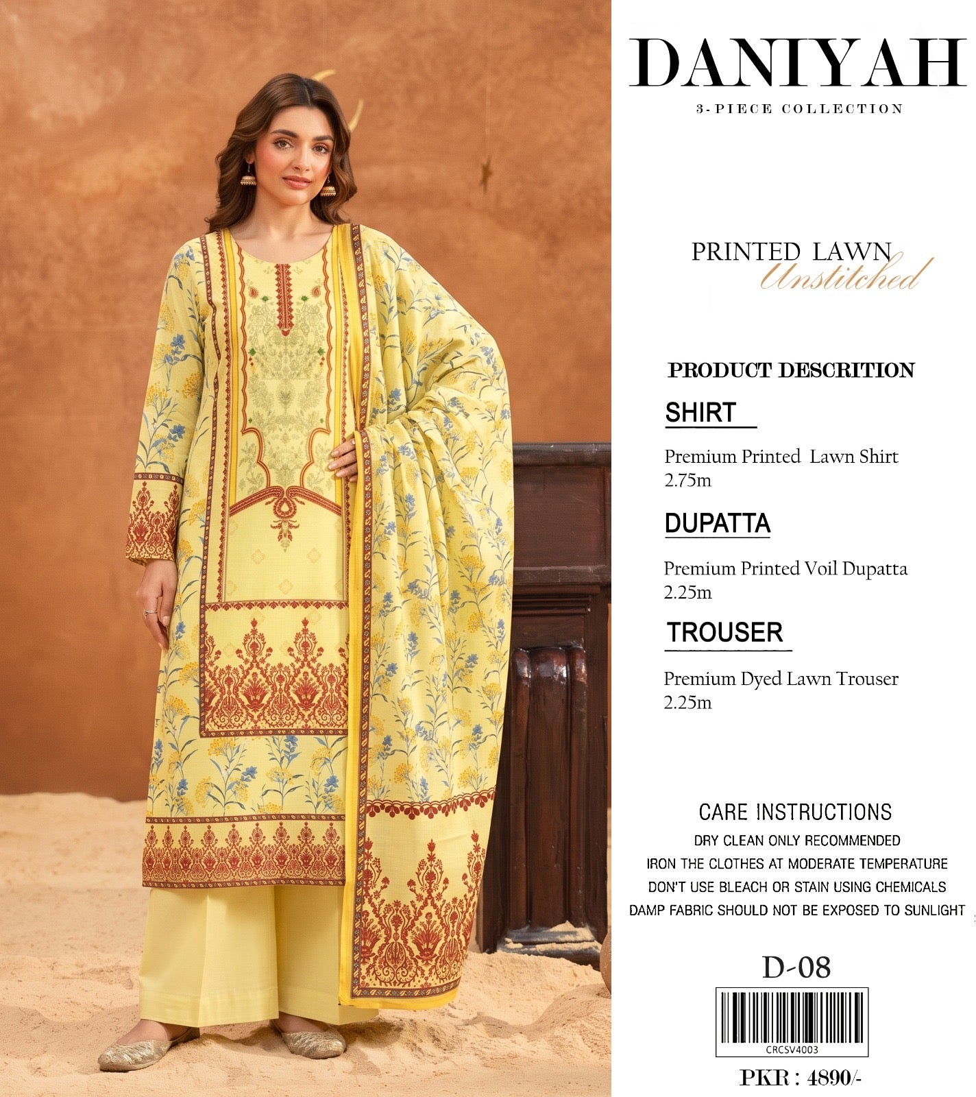 Original Brand Daniyah 3 Pc Lawn (11 Suits )
