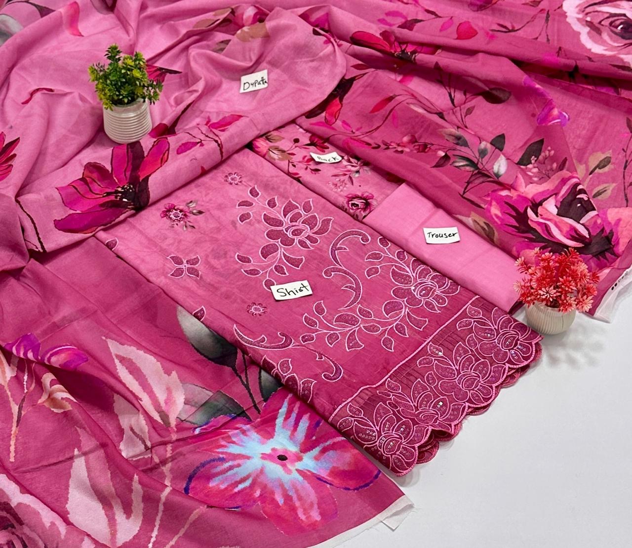 Luxury 3 Pc Embroidery  Lawn ( 10 Suits  )