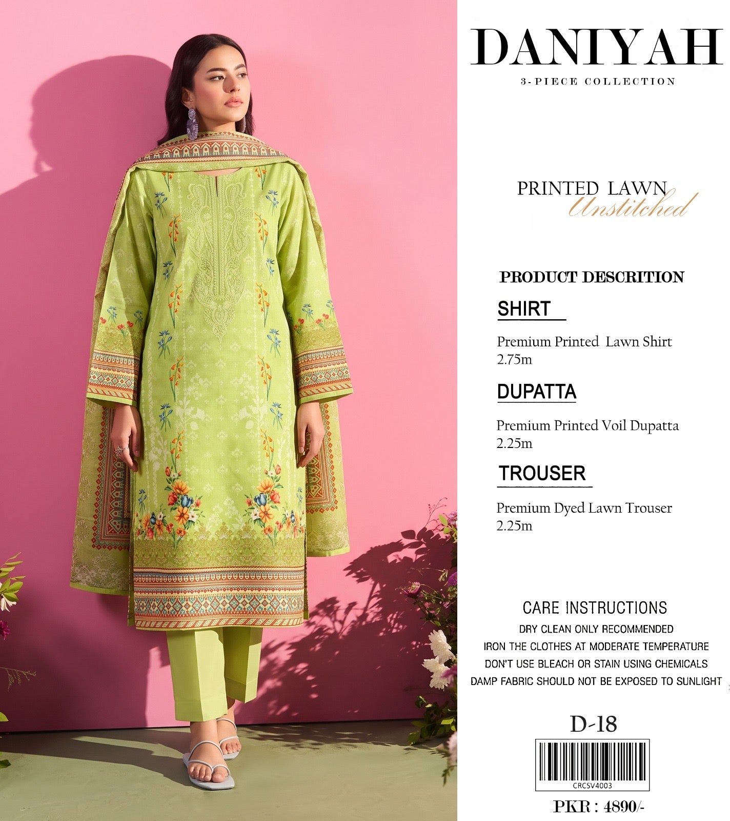 Original Brand Daniyah 3 Pc Lawn (11 Suits )
