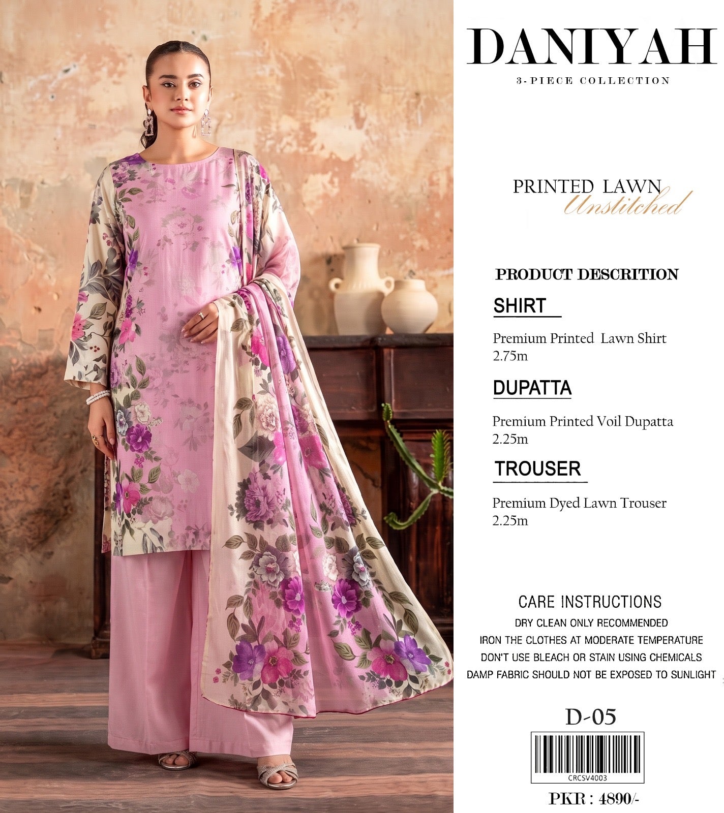 Original Brand Daniyah 3 Pc Lawn (11 Suits )