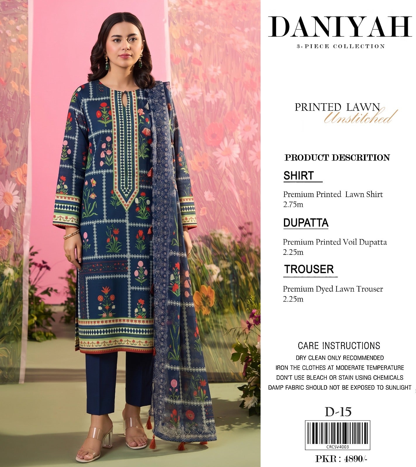 Original Brand Daniyah 3 Pc Lawn (11 Suits )