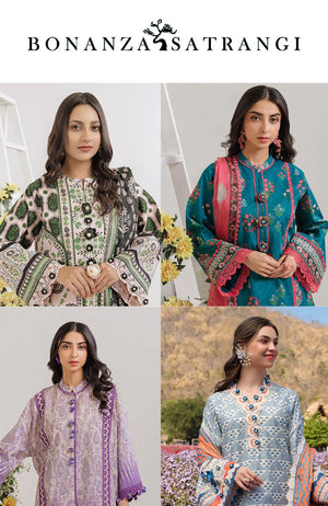 BONANZA SATRANGI DIGITAL PRINTRD LAWN (Set -Pack Of 10 Suits )