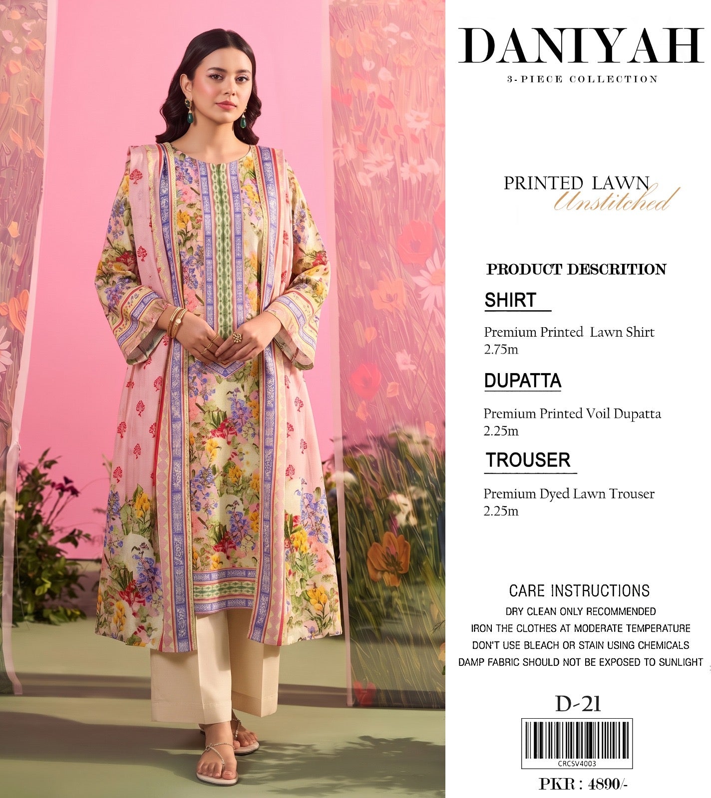 Original Brand Daniyah 3 Pc Lawn (11 Suits )