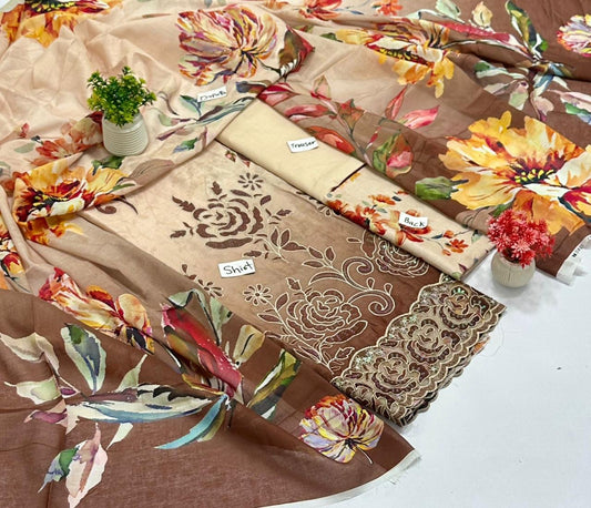 Luxury 3 Pc Embroidery  Lawn ( 5 Suits  ) A