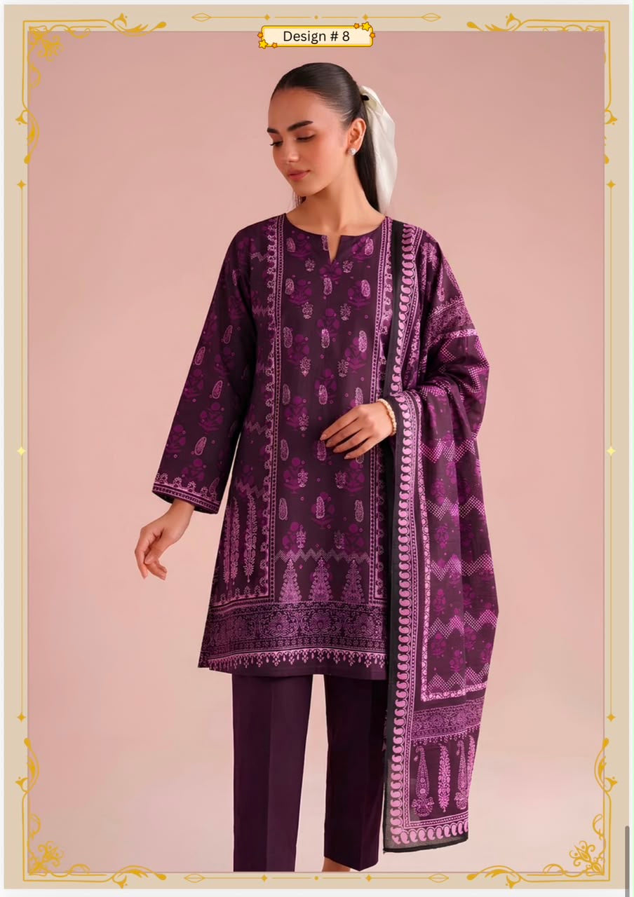 Baya 3pc Print Lawn ( 8 Suits)