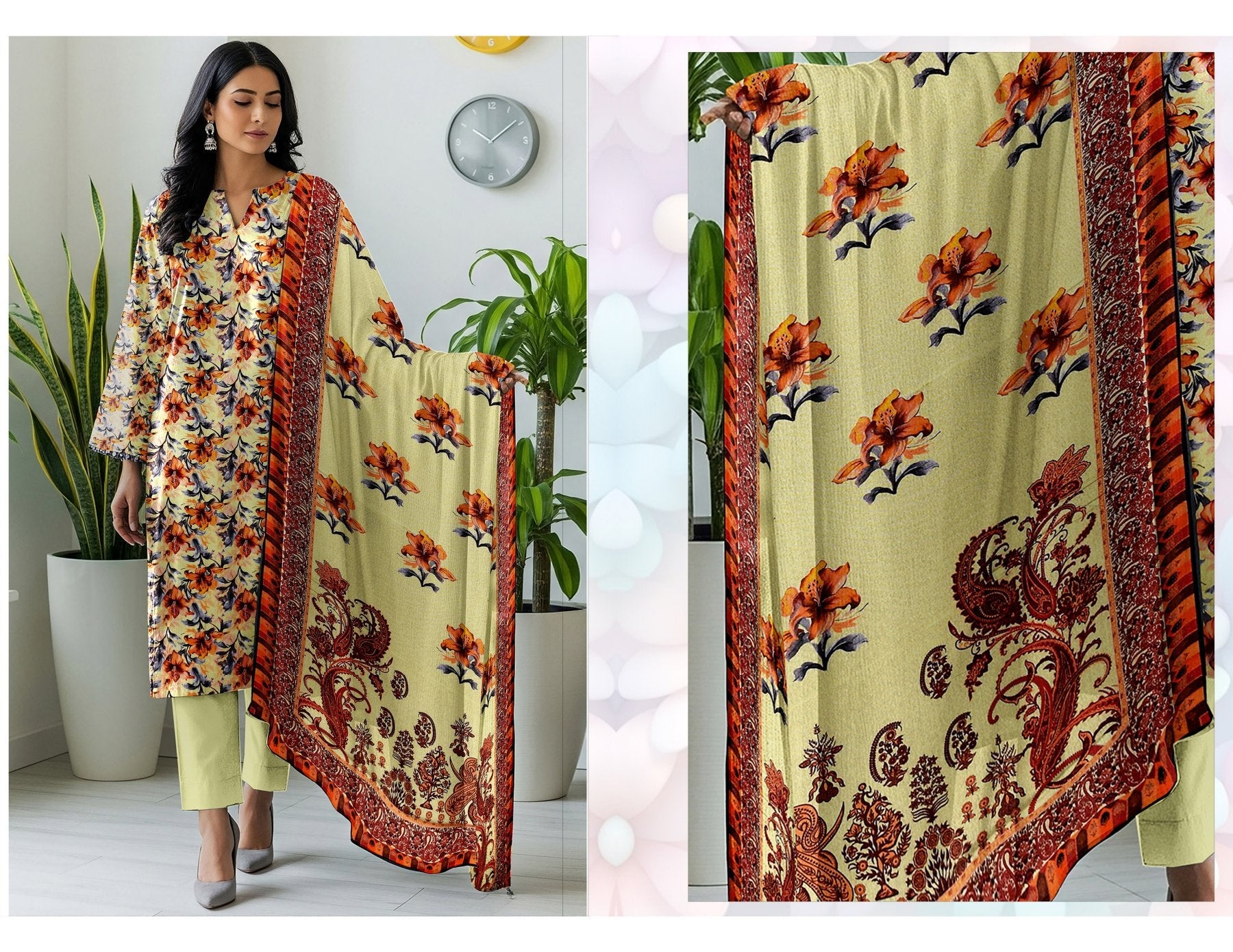 ALKARAM 3 PC DIGITAL PRINT KARANDI 5 SUITS A