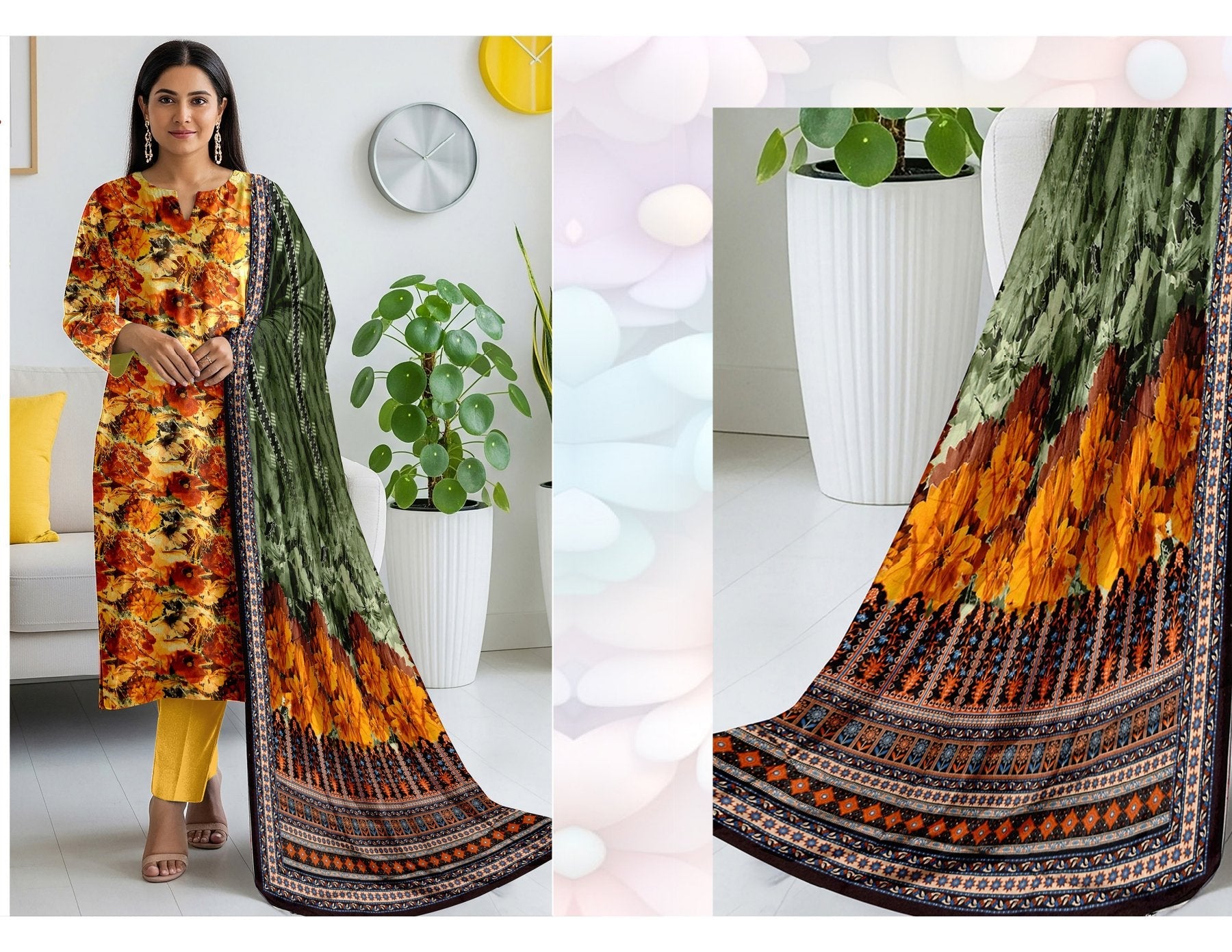 ALKARAM 3 PC DIGITAL PRINT KARANDI 5 SUITS B