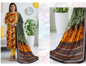 ALKARAM 3 PC DIGITAL PRINT KARANDI 5 SUITS B