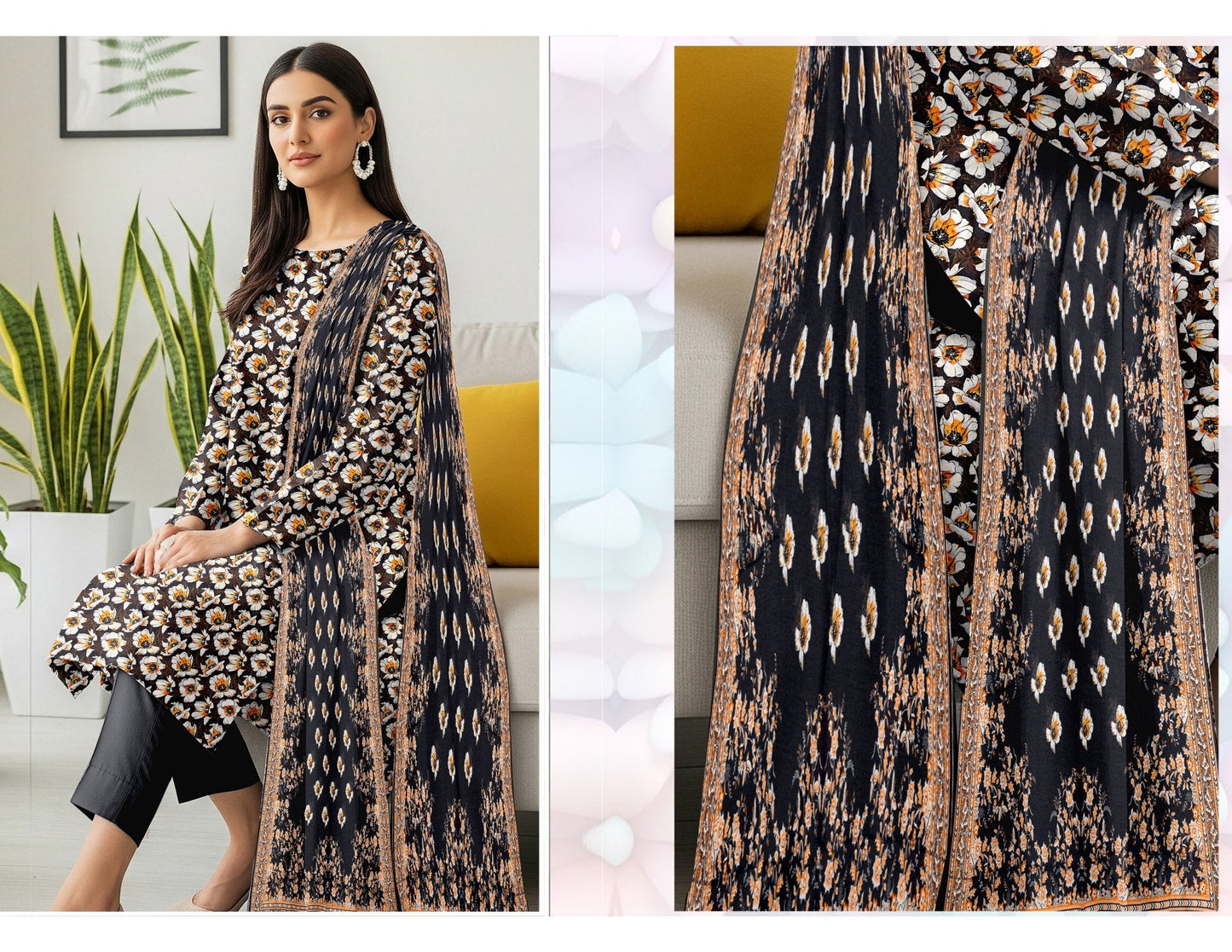 ALKARAM 3 PC DIGITAL STAPAL KARANDI 10 SUITS