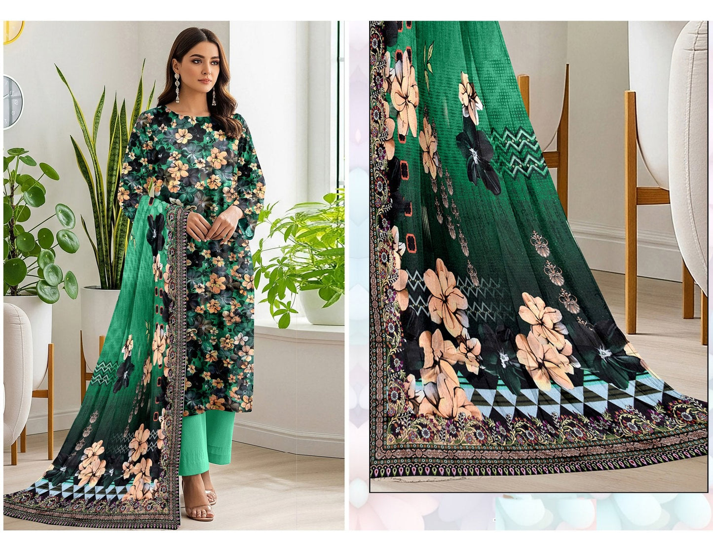 ALKARAM 3 PC DIGITAL STAPAL KARANDI 10 SUITS