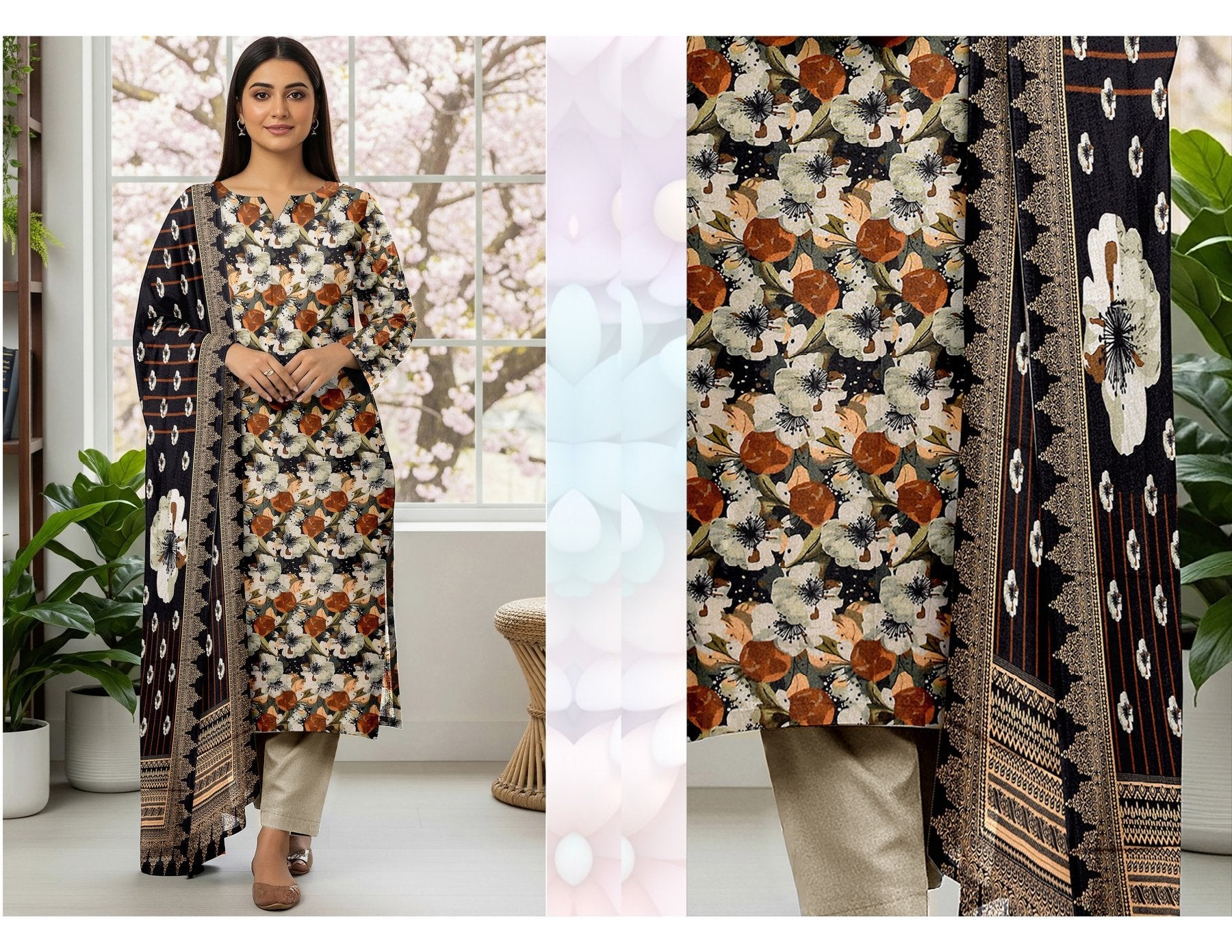 ALKARAM 3 PC DIGITAL PRINT KARANDI 5 SUITS B