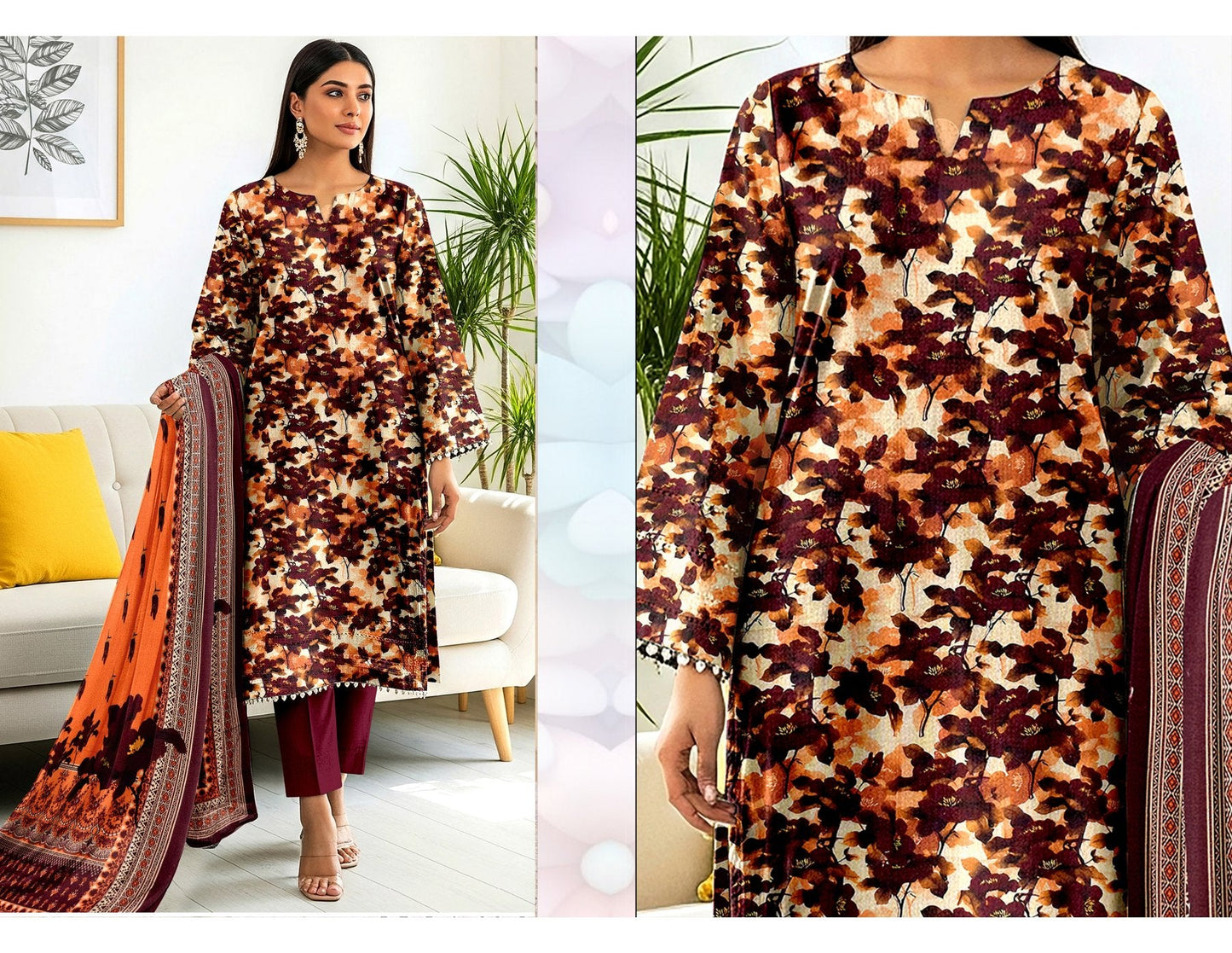 ALKARAM 3 PC DIGITAL STAPAL KARANDI 10 SUITS