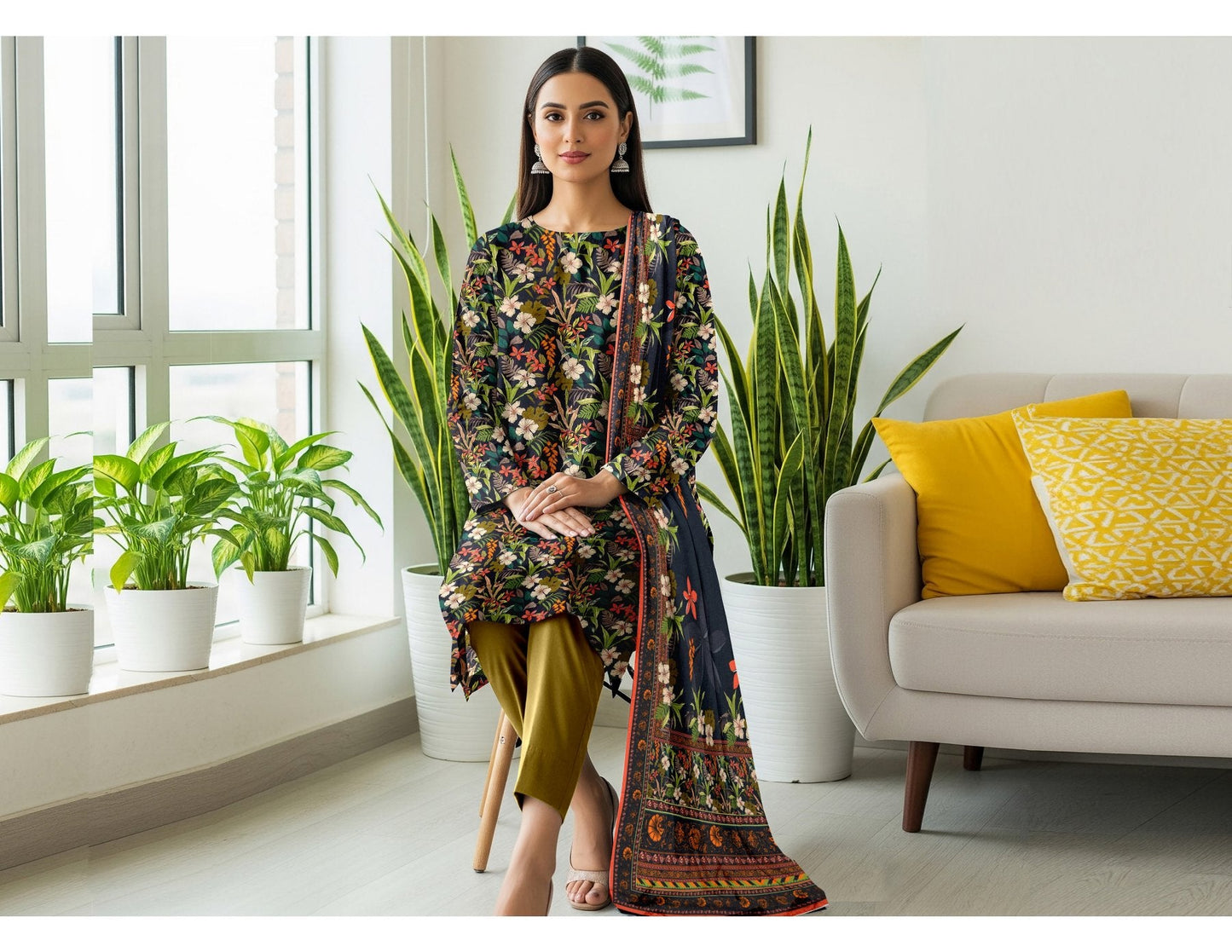 ALKARAM 3 PC DIGITAL STAPAL KARANDI 10 SUITS