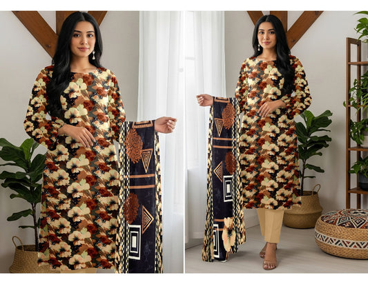 Shuja Brand 3Pc Digital Printed Karandi  10 Suits