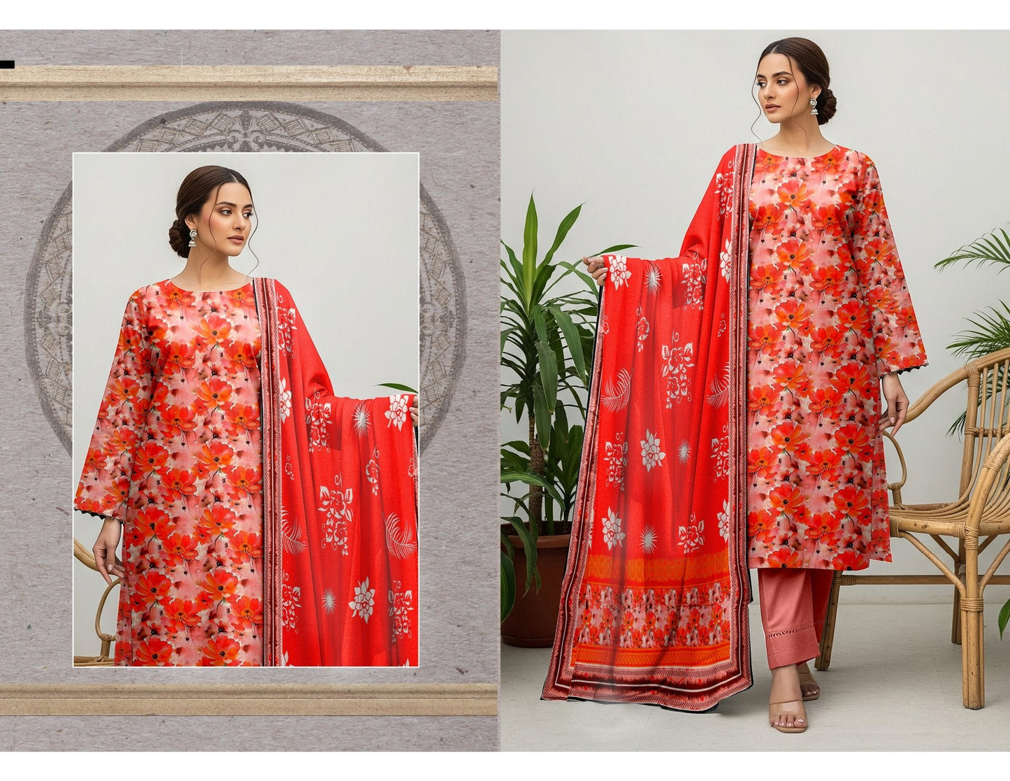 Shuja Brand 3Pc Digital Printed Karandi  5 Suits B