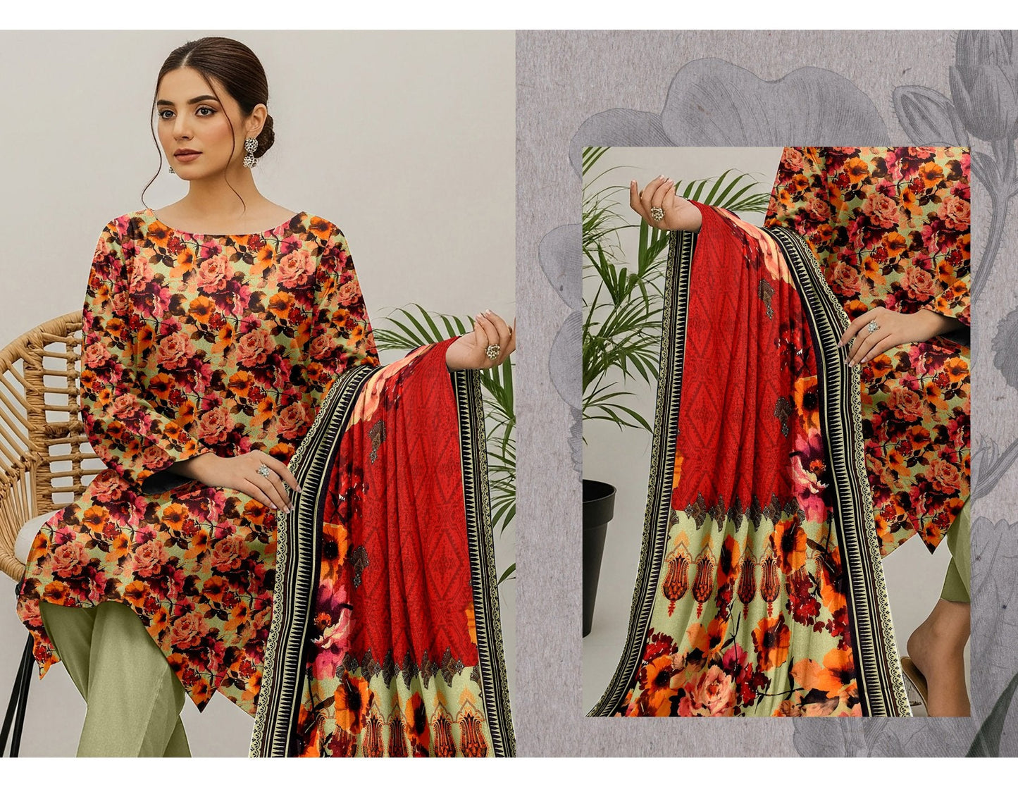 Shuja Brand 3Pc Digital Printed Karandi  10 Suits