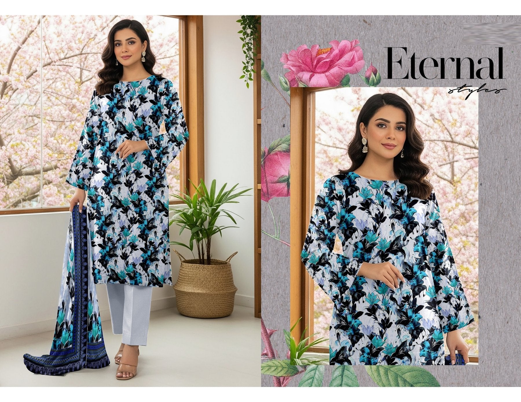 Shuja Brand 3Pc Digital Printed Karandi  10 Suits