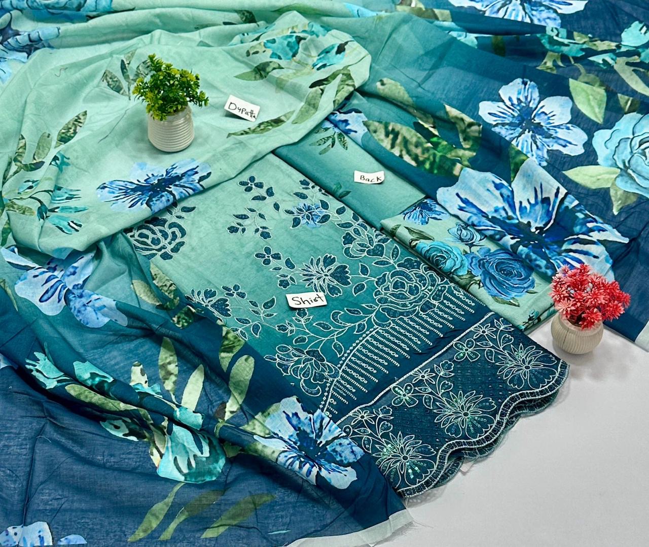 Luxury 3 Pc Embroidery  Lawn ( 10 Suits  )