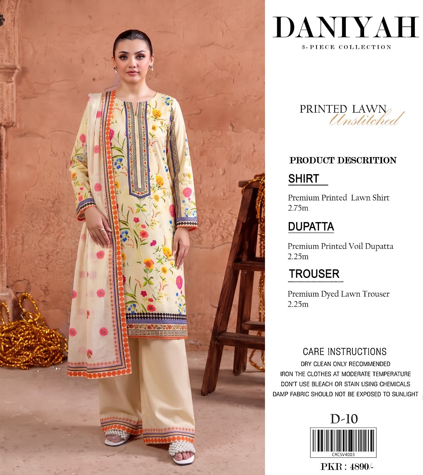 Original Brand Daniyah 3 Pc Lawn (11 Suits )
