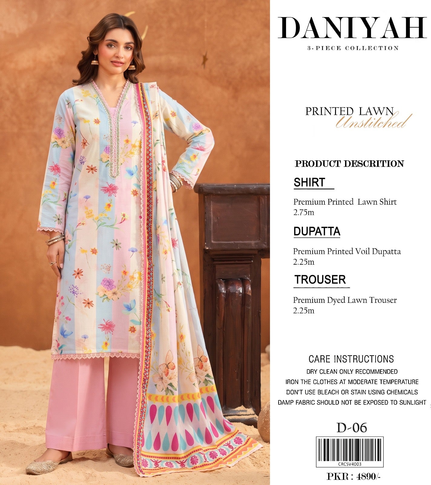Original Brand Daniyah 3 Pc Lawn (11 Suits )
