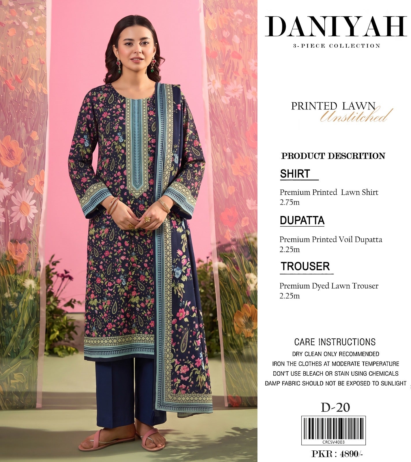 Original Brand Daniyah 3 Pc Lawn (11 Suits )
