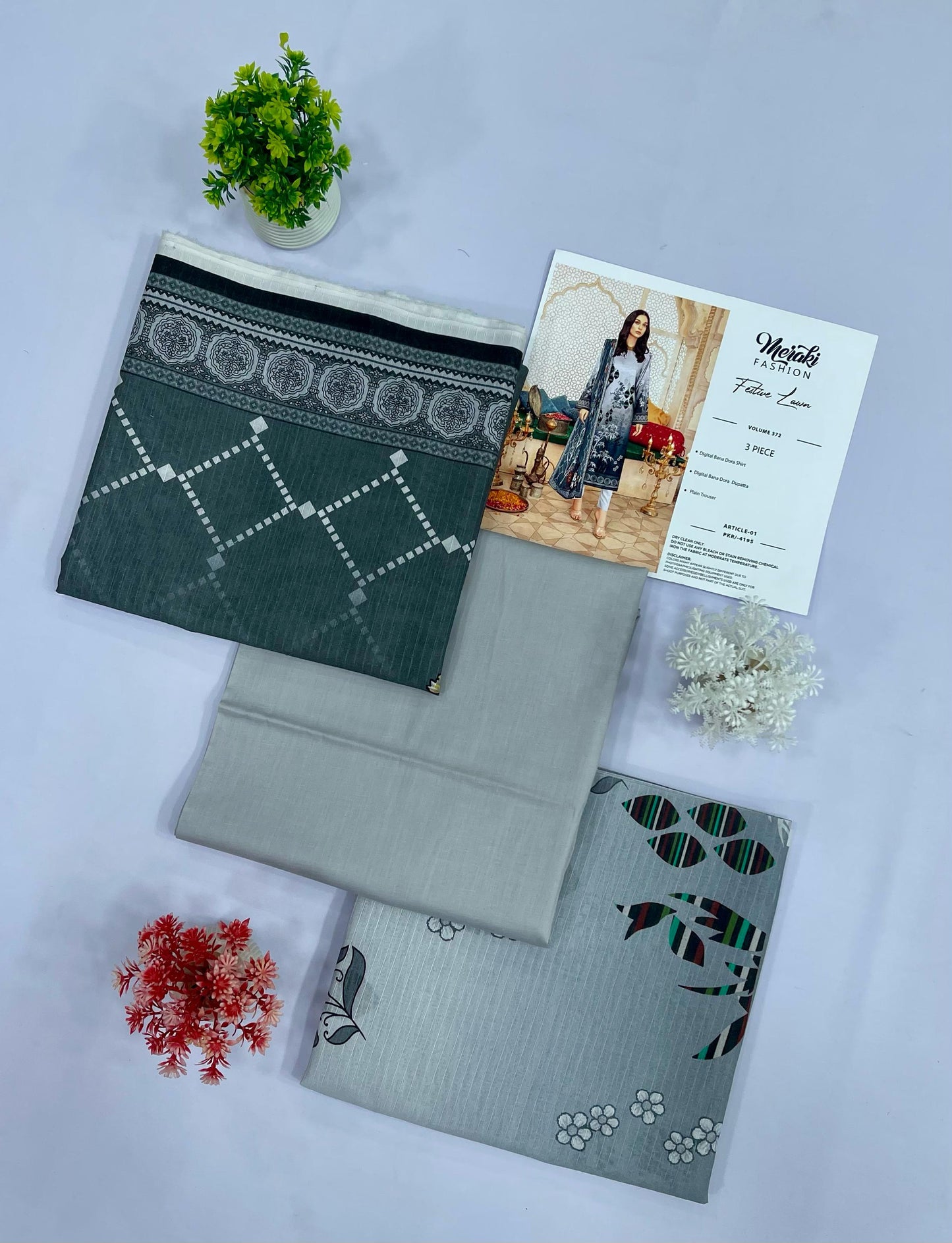 3-PC BANA DURA LAWN (Set -Pack Of 16 Suits ) Market Boy