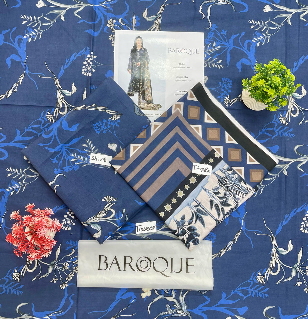 Baroque Lawn 3-PC Digital Print All Over(Set -Pack Of 5 Suits )Category B