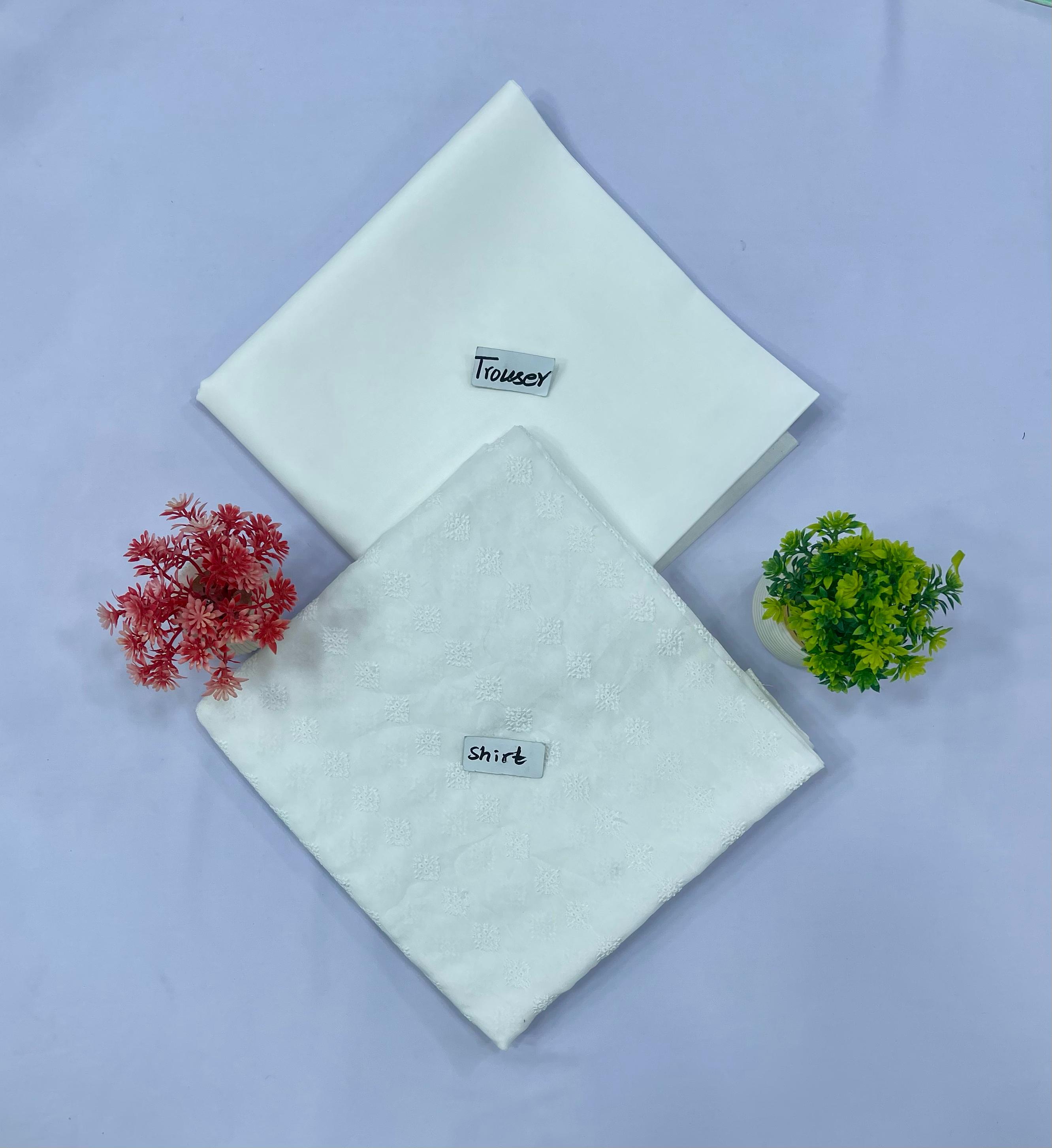 WHITE CHIKAN SHIFFLI  2-PC  8 SUITS  A