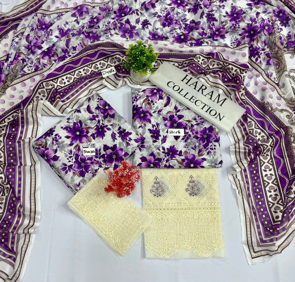 ORIGINAL BRAND HARAM COLLECTION  3PC DIGITAL PRINT LAWN 5 SUITS A