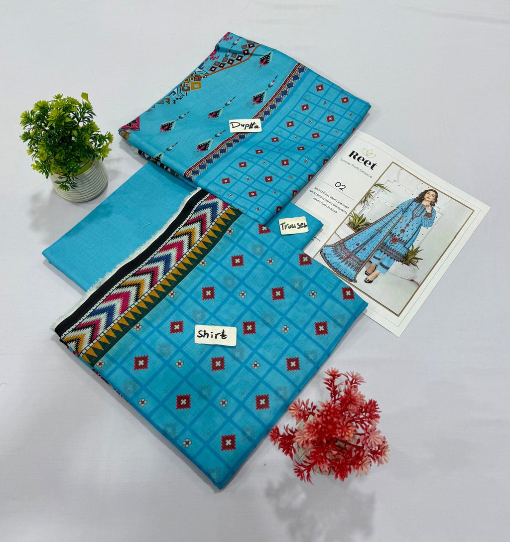 Original Brand Reet 3pc Lawn 10 Suits