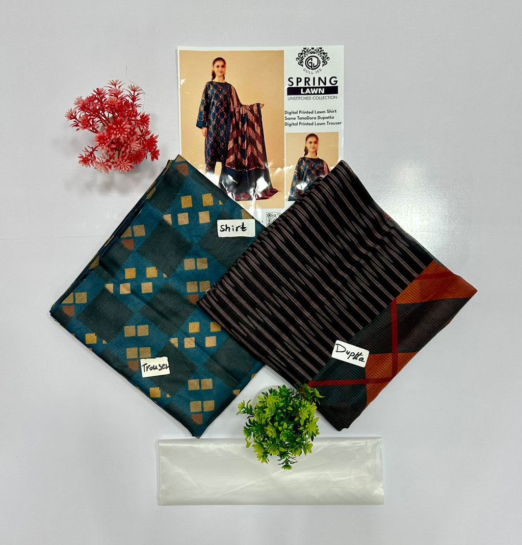 Gull Jee Mid Summer Cotton 3 Piece – Unstitched All Over Print 5 Suits B