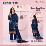 Bin Noor 3 Pc Linen Bana Dora Digital Print 10 Suits