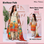 Bin Noor 3 Pc Linen Bana Dora Digital Print 10 Suits