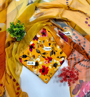 Bana Dora Bamber Dupatta All Over Linen 5 Suits A