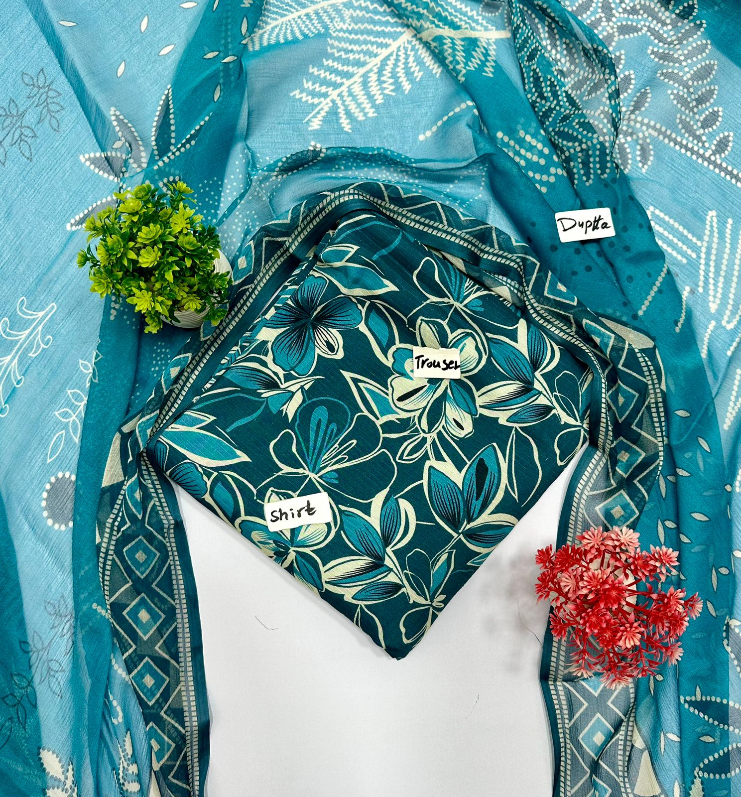 Bana Dora Bamber Dupatta All Over Linen 5 Suits B