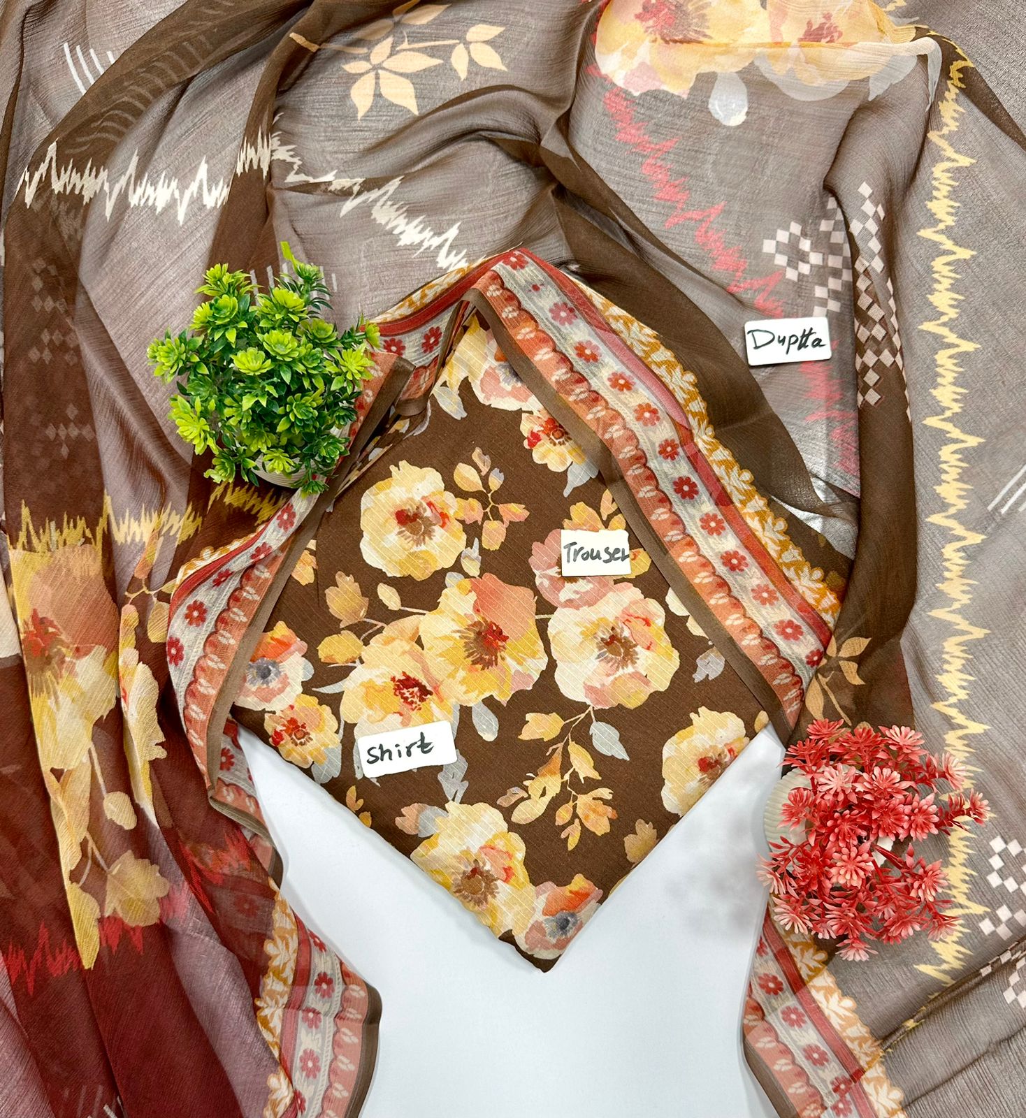 Bana Dora Bamber Dupatta All Over Linen 5 Suits B