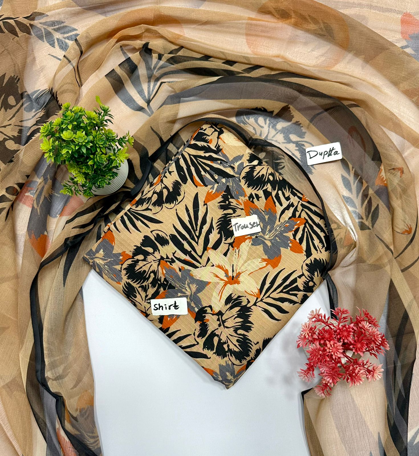 Bana Dora Bamber Dupatta All Over Linen 5 Suits B